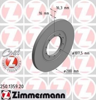 Гальмiвнi диски заднi ZIMMERMANN 250135920 (фото 1)
