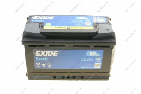 Акумуляторная батарея 80Ah/640A (315x175x190/+R/B13) Excell EXIDE EB800 (фото 1)