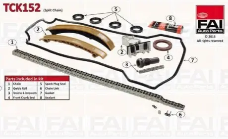 AUTOPARTS Рем/к-кт ГРМ (ланцюг+натяжник+направляючі) Mercedes C (W203) C 180/200/230 94- FAI TCK152