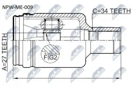 ШРКШ внутр. лів. 34x27x37 DB (W211) 03-09 Nty NPW-ME-009