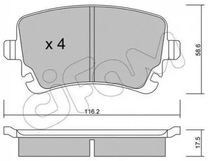 Гальмівні колодки задн. AUDI A4/A6/A8 04- VW T5 CIFAM 822-554-2