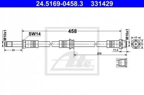 Шланг гальмівний BMW 316 01-05 /L+P/ ATE 24516904583