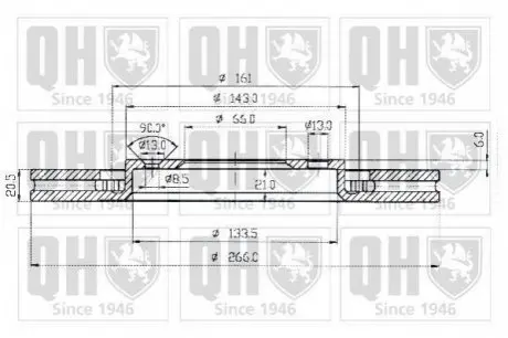 Гальмiвнi диски Citroen Berlingo/Peugeot Partner 96-15 QH QUINTON HAZELL BDC3508