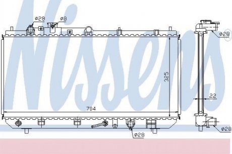 MAZDA Радіатор охолодження двиг. (версія built-in oil cooler) 323 1.8i AUT. 98- (325x704x16) NISSENS 624041 (фото 1)