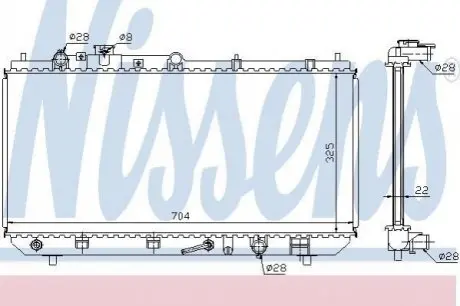 MAZDA Радіатор охолодження двиг. (версія built-in oil cooler) 323 1.8i AUT. 98- (325x704x16) NISSENS 624041