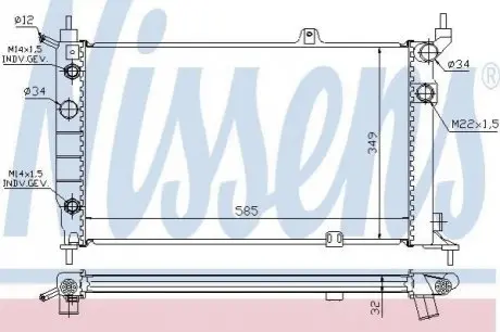 OPEL Радіатор сист. охолодження ASTRA F 1,4-1,8 AUT AC 93 (585x349x32) NISSENS 63253A