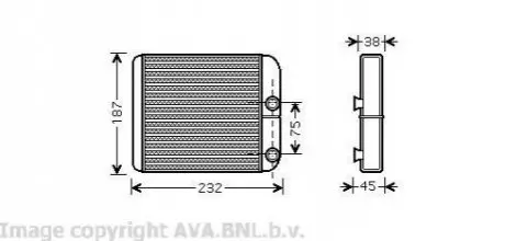 Теплообмінник, Система опалення салону AVA AVA COOLING VO6129