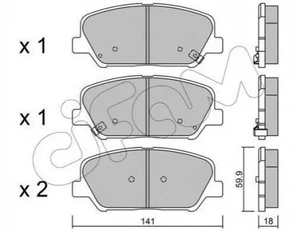 KIA гальмів.колодки передн. Ceed,Cerato 13-, Carens 1,7CRDi 13-,Hyundai i30,Grandeur CIFAM 822-997-0