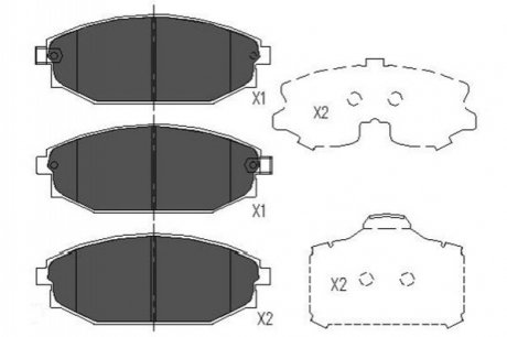 PARTS HYUNDAI Гальмівні колодки передн.Galloper 98- PARTS KAVO KBP-3014 (фото 1)