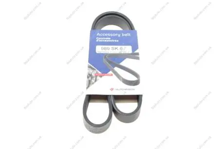Ремінь генератора VW Polo/Up 11-/Skoda Fabia 14-/Seat Ibiza 1.0/1.6 15- (6PK989) HUTCHINSON 989 SK 6