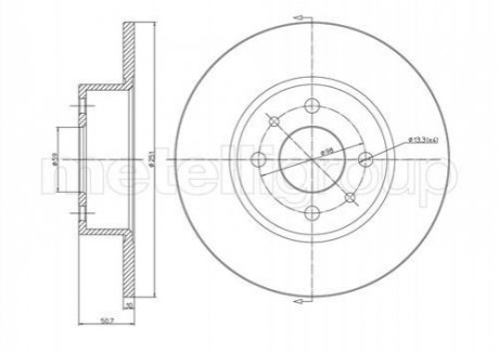 Диск гальмівний (задній) Alfa Romeo 164 87-98/Fiat Bravo/Stilo 01-14 (251x10) Metelli 23-0193C