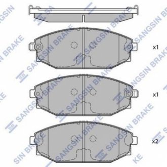 SANGSIN Комплект гальмівних колодок з 4 шт. дисків Hi-Q (SANGSIN) SP1053 (фото 1)