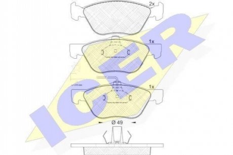 Колодки гальмівні (передні) 145/146/147/156/GT/Spider 95-10/Fiat Bravo 07-14 (+датчики) ICER 181601