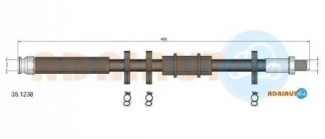 FIAT гальмівний шланг передній (короткий) Ducato 94- ADRIAUTO 35.1238