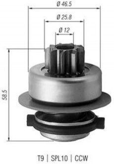 Бендикс (z=9) VW 1,6D: Golf II, Jetta, 2,5TDI: Multivan,T4 MAGNETI MARELLI AMB0171 (фото 1)