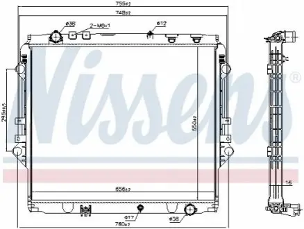 Радіатор TOYOTA FORTUNER (#N160) (15-) 2.4 TD NISSENS 606069