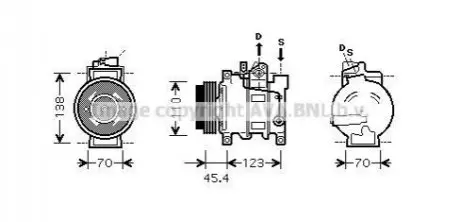 AVA AUDI Компресор кондиціонера A4 B6 2.5 00-, A4 B7 2.5 04-, A6 C5 2.5 TDI 97- AVA AVA COOLING AIAK227