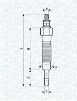 Свічка розжарювання KIA PREGIO MITSUBISHI LANCER V, GALANT, PAJERO 02- [062900064304] MAGNETI MARELLI UC47A