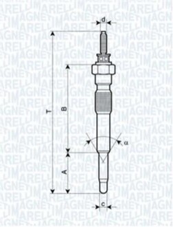 Свічка розжарювання TOYOTA LAND CRUISER 3.0TD, PICNIC [062900068304] MAGNETI MARELLI UC51A (фото 1)