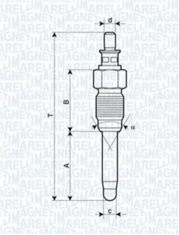 Свічка розжарювання RENAULT MEGANE II 1.5 DCI 05- [062900059304] MAGNETI MARELLI UX26A