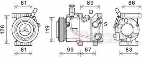 Компресор кондиціонера IX35/KIA SPORTAGE 1.7CRDi Van Wezel 8200K414 (фото 1)