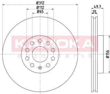 Гальмiвнi диски VW Caddy III 04- KAMOKA 1032610 (фото 1)