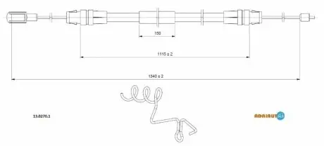 FORD трос ручного гальма задн. лів.TRANSIT 06- ADRIAUTO 13.0270.1 (фото 1)