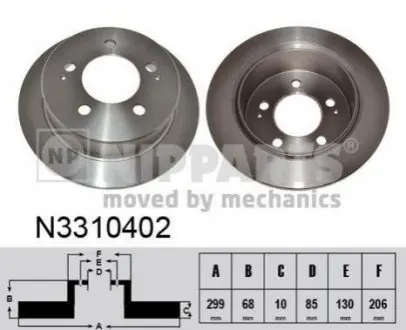 Гальмiвнi диски заднiй NIPPARTS N3310402