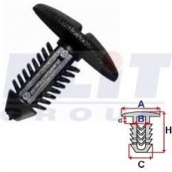 Кліпса подКрилков (к-т:10 шт) размер:A= 19,6mm/B= 5,2mm/C= 7,5mm/d= 2,8mm/H= 20,6mm ELIT R C10018 (фото 1)