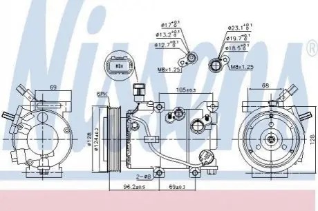 HYUNDAI Компресор кондиціонера ELANTRA V 1.6 11-, i30, KIA NISSENS 890235