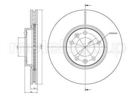Диск гальмівний (передній) Peugeot 407 04-/508 10-18/ Citroen XM 91-99 (283x26) (вент.) Metelli 23-0794C