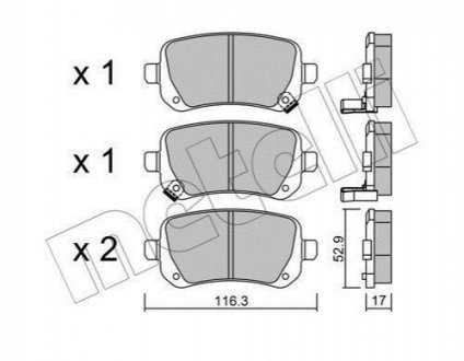 Колодки гальмівні (задні) VW Routan 08-13/Chrysler Grand Voyager 07-/Dodge Journey 08- Metelli 22-0864-0 (фото 1)