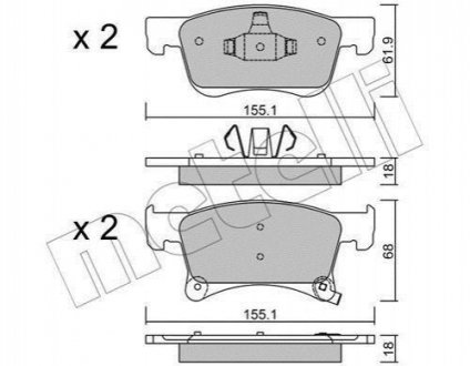 Колодки гальмівні (передні) Opel Corsa E 14-/Chevrolet Orlando 18- Metelli 22-1035-0