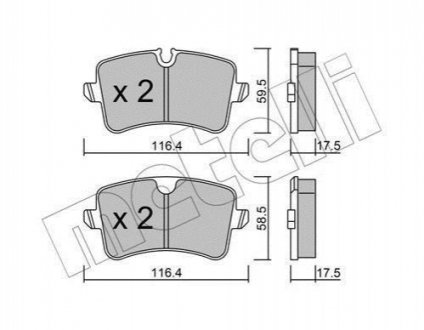 Колодки гальмівні (задні) Audi A4/A5/A6/A7 10-/Porsche Macan 14- Metelli 22-0955-0 (фото 1)