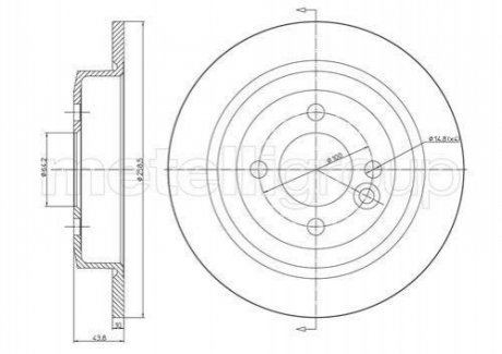 Диск гальмівний (задній) Mini Cooper (R50/R53) 01- (259x9.9) Metelli 23-0667C