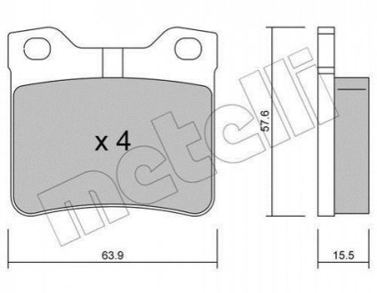 Колодки гальмівні (задні) Peugeot 406 95-04/607 00-11 Metelli 22-0192-1