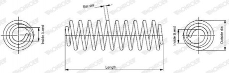 Пружина передня OPEL MERIVA A MPV (X03) 05.2003 - 05.2010;VAUXHALL MERIVA A (X03) 01.2 MONROE SE2838 (фото 1)