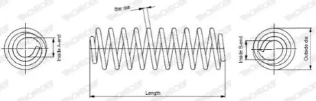Пружина передня OPEL MERIVA A MPV (X03) 05.2003 - 05.2010;VAUXHALL MERIVA A (X03) 01.2 MONROE SE2838