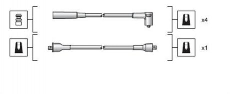 Високовольтні дроти DACIA 1210,1310 HONDA PRELUDE II,III LADA NIVA MAZDA 626 NISSAN PRAIRIE PRO,TERRANO I,II SEAT MAGNETI MARELLI MSK1023