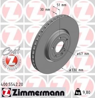 Диск гальмівний Coat Z ZIMMERMANN 400554220