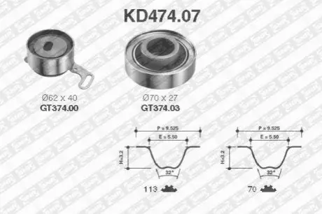 Комплект ременя ГРМ HONDA (Ви-во NTN-SNR) SNR NTN KD474.07