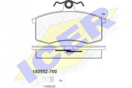 Колодки гальмівні (передні) Lada 2108/2109/2110/2111/2112/2113/2114/2115 87- ICER 180552-700