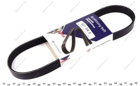 Ремінь генератора MB Sprinter 3.0CDI 07- (+AC) 691 SK 6 HUTCHINSON 691SK6