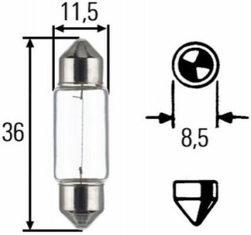 C5W 12V 5W Лампа розжарювання (блістер 2 шт) STANDARD HELLA 8GM 002 092-123 (фото 1)