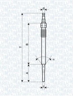 VW свічка розжарювання 4.4V 2,0TDI: Audi A3Golf V,TouranSkodaSeat MAGNETI MARELLI 062900051304 (фото 1)