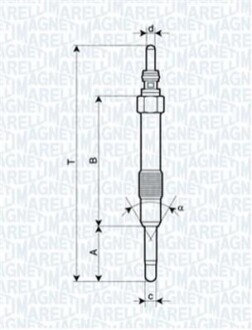 Свічка розжарювання Bravo,Doblo,Alfa Romeo JTD ENGINS [062900014304] MAGNETI MARELLI UC19A (фото 1)