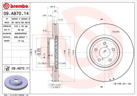 Диск гальмівний BREMBO 09.A870.11