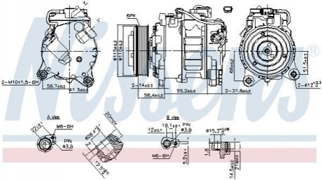 BMW Компресор кондиціонера 1 (F20), 3 (F30, F80), 3 Touring (F31), 4 Купе (F32, F82), X4 (F26) NISSENS 890622