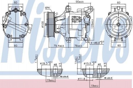 FIAT Компресор кондиціонера DOBLO Cargo, IDEA, PANDA 99-, LANCIA, FORD NISSENS 89324