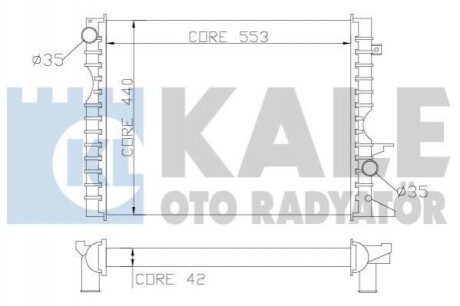 KALE LAND ROVER Радіатор охолодження двиг. Defender 2.2/2.5Td 98-16 Kale Oto radyator 350600 (фото 1)